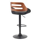 Fern pakoworld folding-swivel bar stool black pu- walnut wood - black metal 50x48.5x89-110.5cm