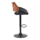 Fern pakoworld folding-swivel bar stool black pu- walnut wood - black metal 50x48.5x89-110.5cm