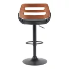 Fern pakoworld folding-swivel bar stool black pu- walnut wood - black metal 50x48.5x89-110.5cm