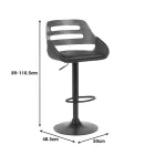 Fern pakoworld folding-swivel bar stool black pu- walnut wood - black metal 50x48.5x89-110.5cm