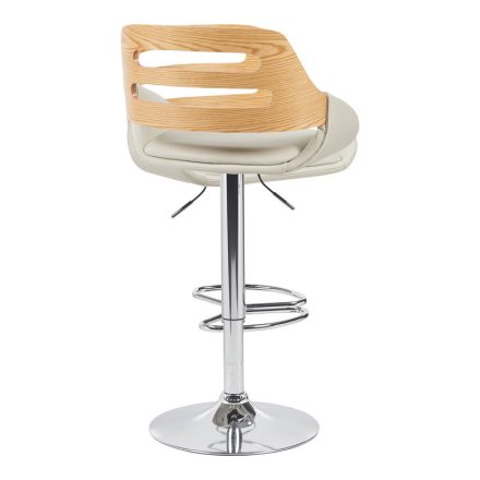 Fern pakoworld folding-swivel bar stool beige pu- gray wood- chrome metal 50x48.5x89-110.5cm