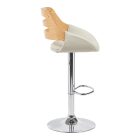 Fern pakoworld folding-swivel bar stool beige pu- gray wood- chrome metal 50x48.5x89-110.5cm