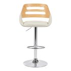 Fern pakoworld folding-swivel bar stool beige pu- gray wood- chrome metal 50x48.5x89-110.5cm