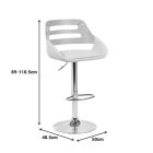 Fern pakoworld folding-swivel bar stool beige pu- gray wood- chrome metal 50x48.5x89-110.5cm
