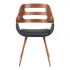 Armchair Fern pakoworld PU black-walnut wood 52x59x80cm