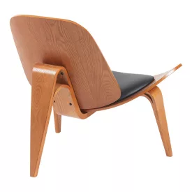   Armchair Vilma pakoworld PU black- walnut plywood 90x76.5x74.5cm