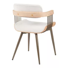   Armchair Cameo pakoworld metal bronze-white-wash wood-beige fabric 53x49.5x75.5cm