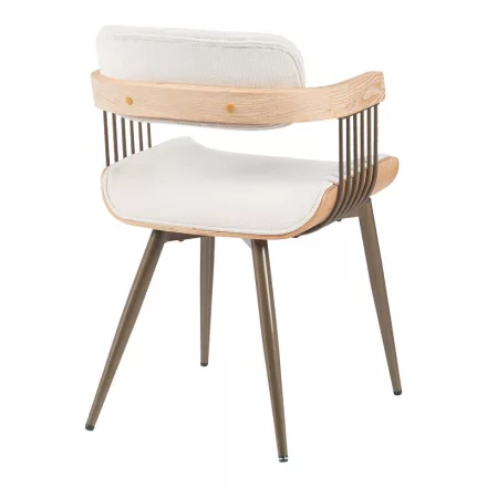 Armchair Cameo pakoworld metal bronze-white-wash wood-beige fabric 53x49.5x75.5cm