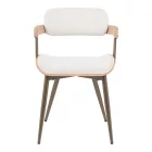 Armchair Cameo pakoworld metal bronze-white-wash wood-beige fabric 53x49.5x75.5cm