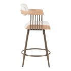 Rotating bar stool Cameo pakoworld metal bronze-white-wash wood-beige fabric 53x50x93cm