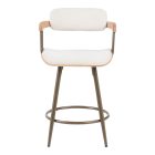 Rotating bar stool Cameo pakoworld metal bronze-white-wash wood-beige fabric 53x50x93cm