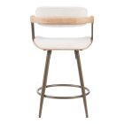 Rotating bar stool Cameo pakoworld metal bronze-white-wash wood-beige fabric 53x50x93cm