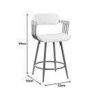 Rotating bar stool Cameo pakoworld metal bronze-white-wash wood-beige fabric 53x50x93cm