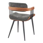 Armchair Cameo pakoworld metal black-walnut wood-dark grey fabric 53x49.5x75.5cm