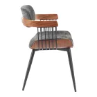 Armchair Cameo pakoworld metal black-walnut wood-dark grey fabric 53x49.5x75.5cm