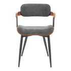 Armchair Cameo pakoworld metal black-walnut wood-dark grey fabric 53x49.5x75.5cm