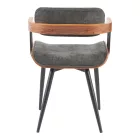 Armchair Cameo pakoworld metal black-walnut wood-dark grey fabric 53x49.5x75.5cm
