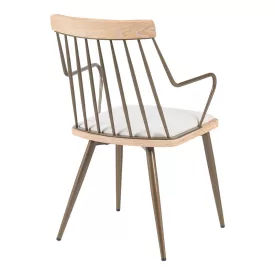   Armchair Posse pakoworld bronze metal-white wash wood-beige fabric 52x59x83cm