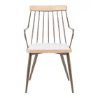 Armchair Posse pakoworld bronze metal-white wash wood-beige fabric 52x59x83cm
