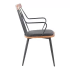 Armchair Posse pakoworld metal black-walnut wood-black pu 52x59x83cm