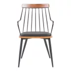 Armchair Posse pakoworld metal black-walnut wood-black pu 52x59x83cm