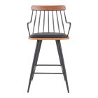 Posse bar stool pakoworld metal black-walnut wood-black pu 48x54x92.5cm