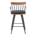 Posse bar stool pakoworld metal black-walnut wood-black pu 48x54x92.5cm