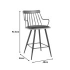 Posse bar stool pakoworld metal black-walnut wood-black pu 48x54x92.5cm