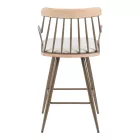 Posse bar stool pakoworld bronze metal-white wash wood-beige fabric 48x54x92.5cm
