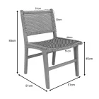 Darien chair pakoworld teak wood skeleton in natural shade and cream-black pe rope 52x62x86cm