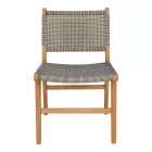 Darien chair pakoworld teak wood skeleton in natural shade and cream-black pe rope 52x62x86cm