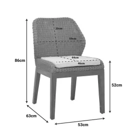   Swinton chair pakoworld aluminium skeleton teak leg wood in natural shade and pe rattan 53x63x86cm