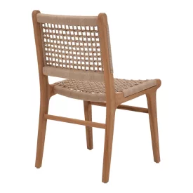   Rover chair pakoworld, teak wood frame in natural shade and beige banana rope 50x60x86cm