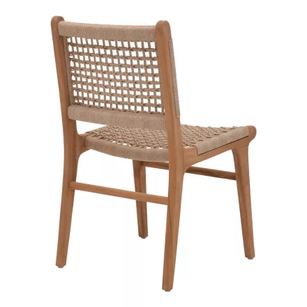 Rover chair pakoworld, teak wood frame in natural shade and beige banana rope 50x60x86cm