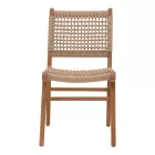 Rover chair pakoworld, teak wood frame in natural shade and beige banana rope 50x60x86cm