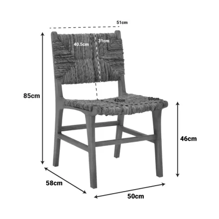 Refane pakoworld chair natural color teak wood and straw 50x58x85cm