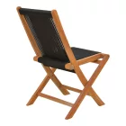 Foldable Banou chair pakoworld teak wood and pe rope in black shade 52.5x56x89cm