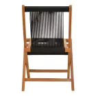 Foldable Banou chair pakoworld teak wood and pe rope in black shade 52.5x56x89cm