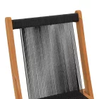 Foldable Banou chair pakoworld teak wood and pe rope in black shade 52.5x56x89cm