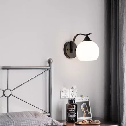 Wall light Belinest pakoworld E27 metal and glass in black-natural color 20x14x17cm