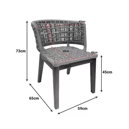 Milou pakoworld chair teak wood and pe rope in natural shade 59x65x73cm