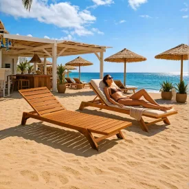   Deckchair Melop pakoworld teak wood in natural shade 200x70x35cm