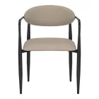 Armchair Kalone pakoworld pu in grey-beige color 56x55x78cm