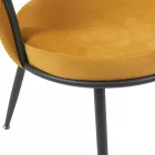 Chair Alkia pakoworld in yellow velvet with black metal leg 60x57x68cm