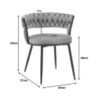 Chair Alkia pakoworld in yellow velvet with black metal leg 60x57x68cm