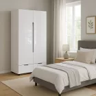 Double Wardrobe Afina pakoworld mdf in white glossy color 100x57x213cm
