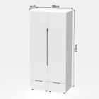 Double Wardrobe Afina pakoworld mdf in white glossy color 100x57x213cm