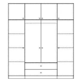   Royal pakoworld four-leaf wardrobe with drawers in sonoma shade 200x58x230cm