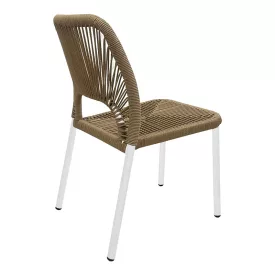   Aluminum chair Norture pakoworld stackable white frame-natural rattan 46.5x63x82cm