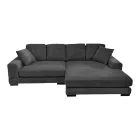 Reversible sofa Cornerdo pakoworld fabric in dark grey color 265x175x85cm